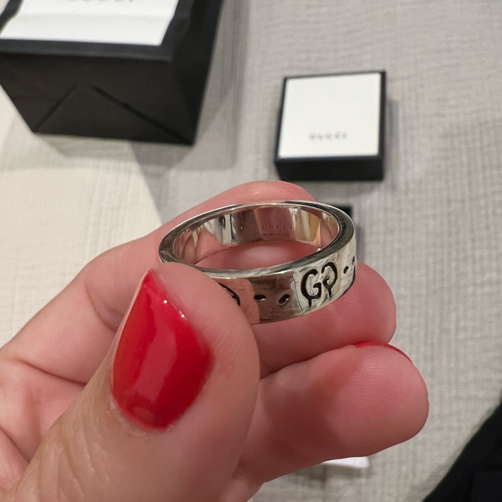 NWT (not attached but in box) Gucci ghost 6 mm sterling silver ring